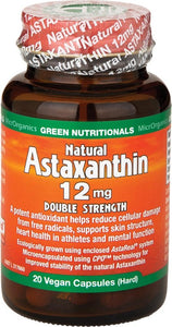 GREEN NUTRITIONALS Natural Astaxanthin  Vegan Capsules (12mg) 20