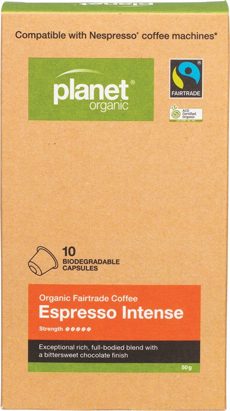 PLANET ORGANIC Coffee Capsules - Biodegradable  Organic - Espresso Intense 10