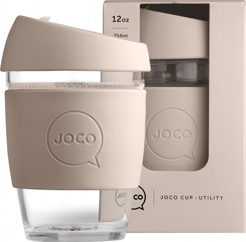 JOCO Reusable Glass Utility Cup  Regular 12oz - Sandstone 354ml