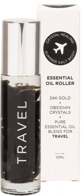 SUMMER SALT BODY Essential Oil Roller With 24K Gold  Travel - Obsidian Crystals 10ml