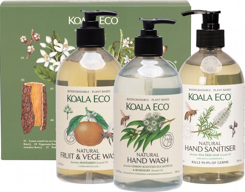KOALA ECO Kitchen Gift Pack  Sanitiser, H/Wash, Fruit & Veg Wash 3