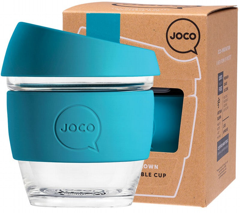 JOCO Reusable Glass Cup  Small 8oz - Blue 236ml