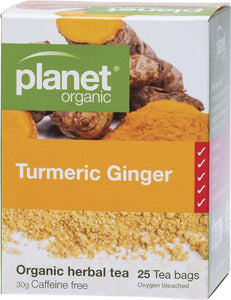 PLANET ORGANIC Herbal Tea Bags  Turmeric Ginger 25