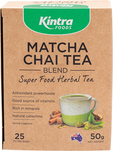 KINTRA FOODS Matcha Chai Tea Blend  Tea Bags 25