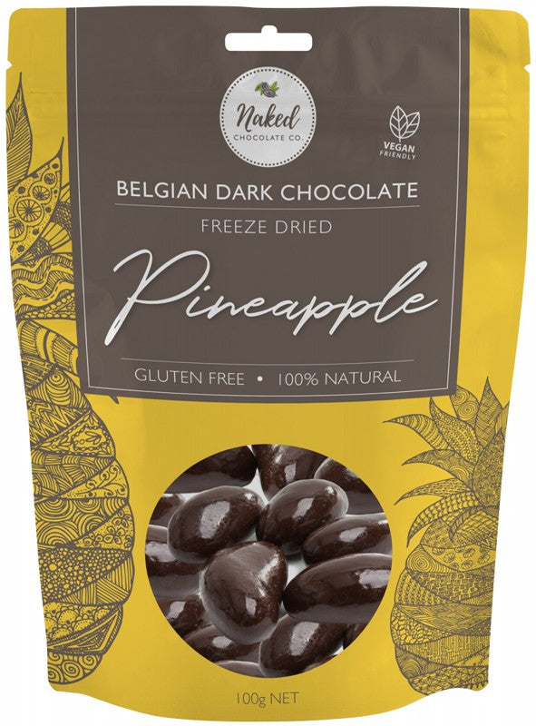 NAKED CHOCOLATE CO Freeze Dried Pineapple  Dark Chocolate 100g