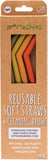 LITTLE MASHIES Reusable Soft Silicone Straws  Earth Tones + Cleaning Brush 4
