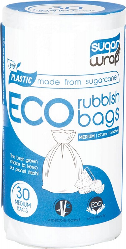 SUGARWRAP Eco Rubbish Bags  Made From Sugarcane - Medium 27L 30