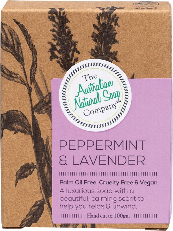 THE AUSTRALIAN NATURAL SOAP CO Soap Bar  Peppermint & Lavender 100g