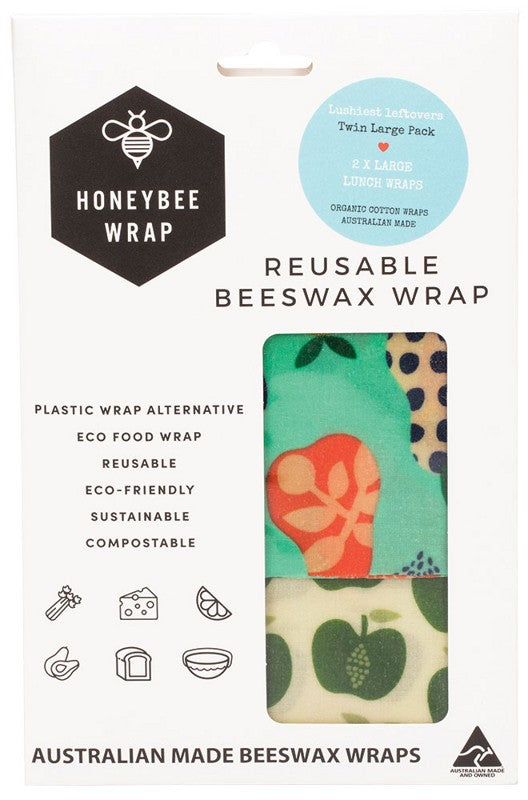 HONEYBEE WRAP Reusable Beeswax Wrap  2 X Large 2