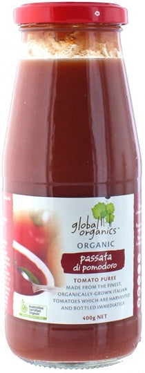 Global Organics Organic Tomato Passata (Puree) Glass G/F 400g
