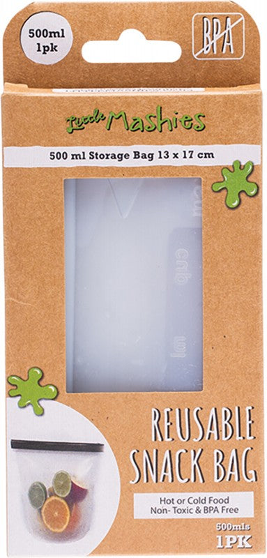 LITTLE MASHIES Reusable Food Silicone Snack Bag  Small - 500ml 1