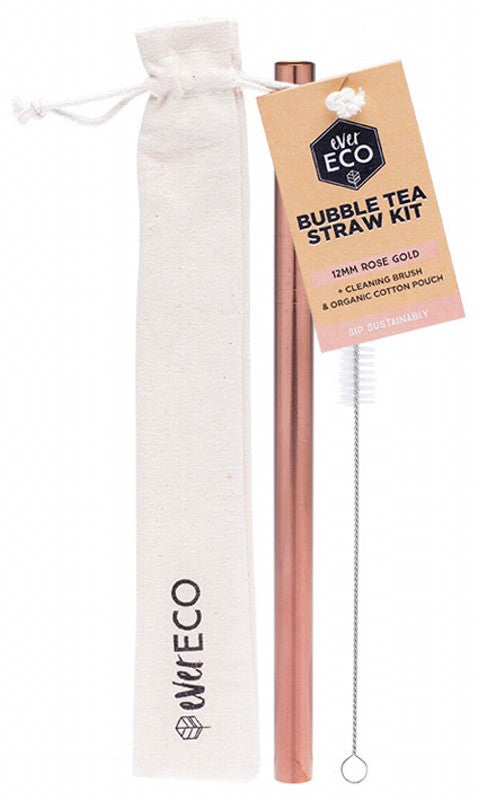 EVER ECO Bubble Tea Straw Kit - Straight  Rose Gold 1