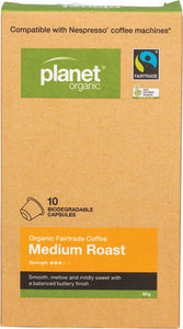 PLANET ORGANIC Coffee Capsules - Biodegradable  Organic - Medium Roast 10