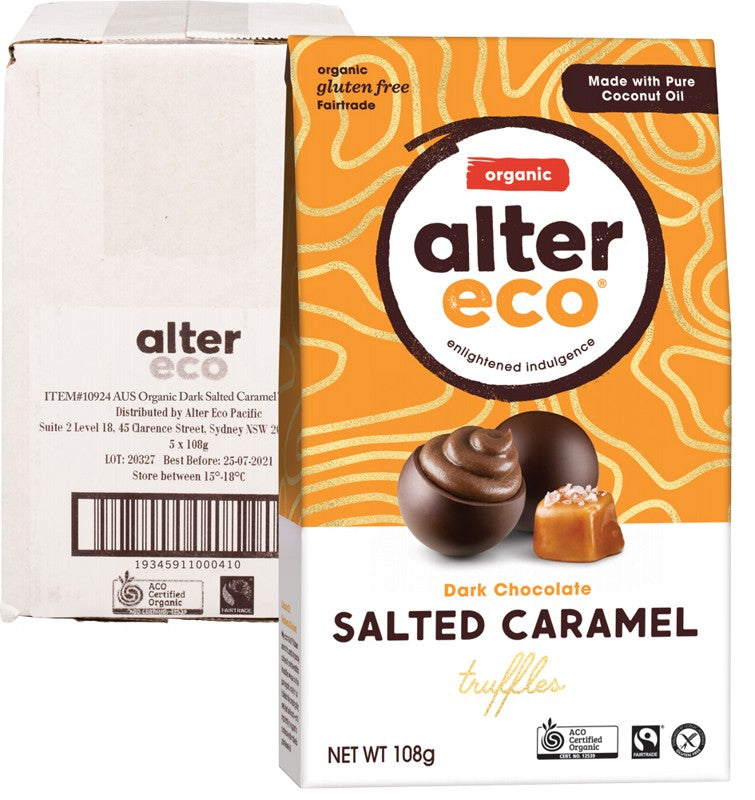 ALTER ECO Chocolate (Organic)  Dark Salted Caramel Truffles 108g