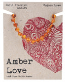 AMBER LOVE Children's Bracelet/Anklet  100% Baltic Amber - Cognac Love 14cm