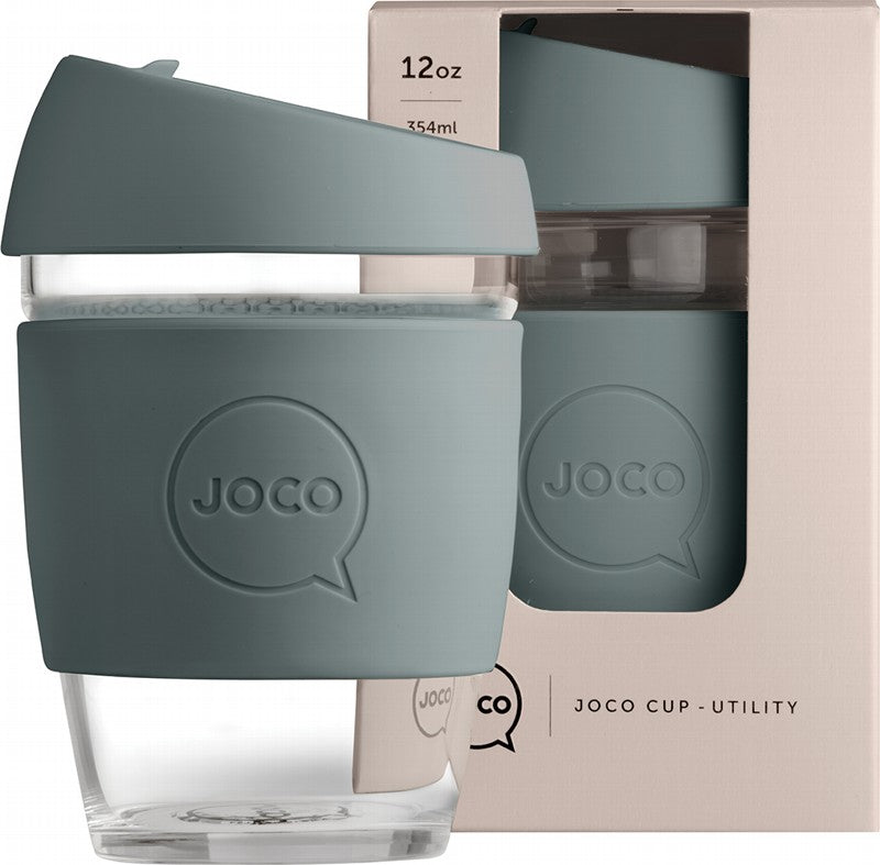 JOCO Reusable Glass Utility Cup  Regular 12oz - Bluestone 354ml