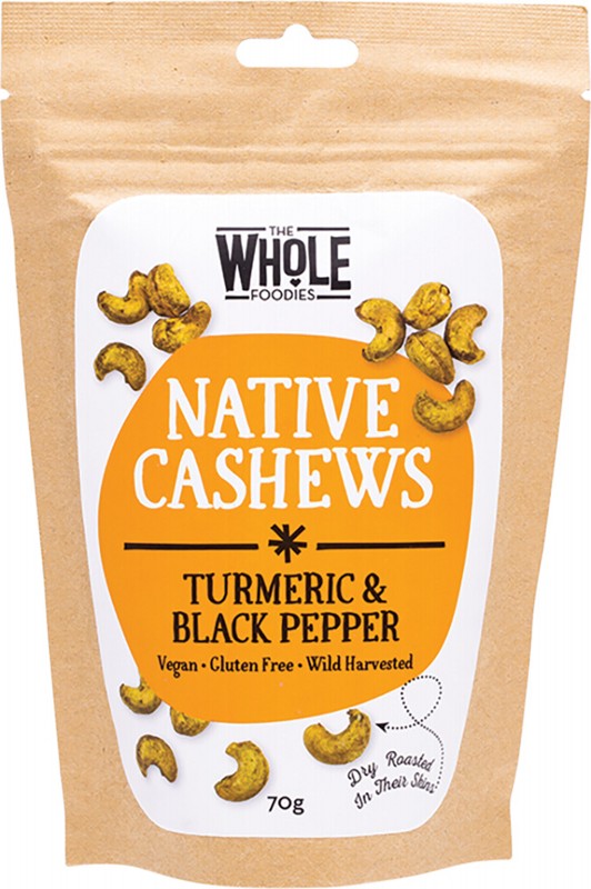 THE WHOLE FOODIES Native Cashews  Turmeric & Black Pepper 70g