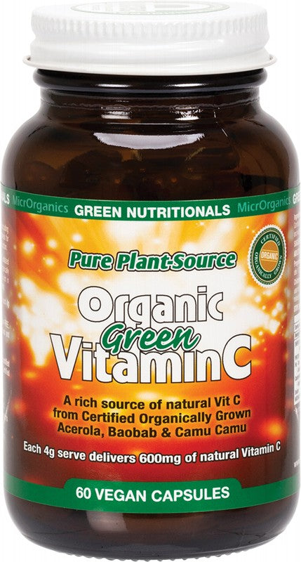 GREEN NUTRITIONALS Organic Green Vitamin C  Vegan Capsules (600mg) 60