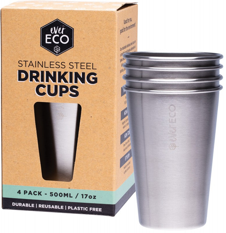 EVER ECO Stainless Steel Drinking Cups  4 Pack 4x500ml