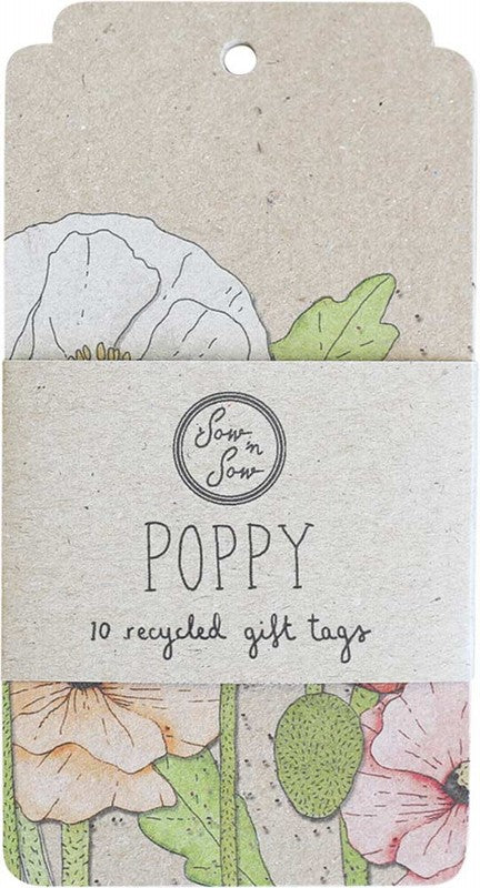 SOW 'N SOW Recycled Gift Tags - 10 Pack  Poppy 10