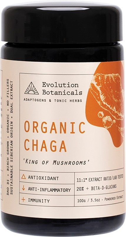 EVOLUTION BOTANICALS Siberian Chaga Extract  King Of Mushrooms - Organic 11:1 100g