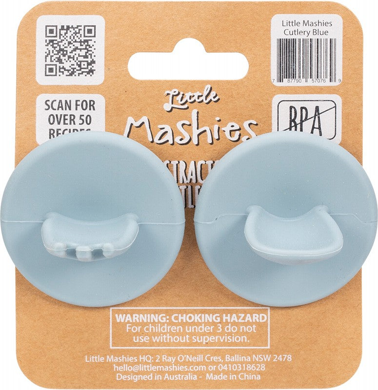 LITTLE MASHIES Silicone Distractor Cutlery  Dusty Blue 1
