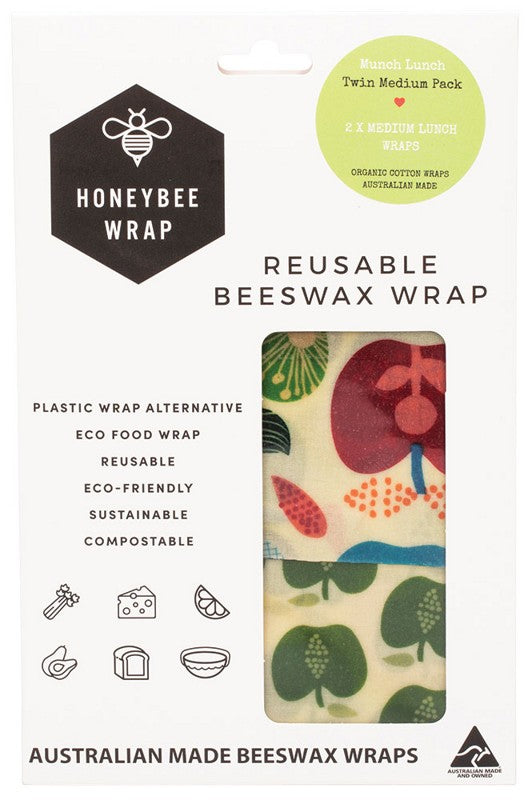 HONEYBEE WRAP Reusable Beeswax Wrap  2 X Medium 2