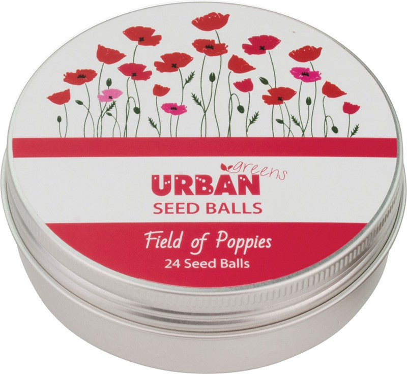 URBAN GREENS Seed Balls (For Planting)  Field Of Poppies (24 Per Tin) 1