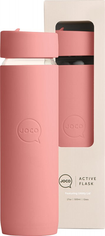 JOCO Reusable Glass Active Flask  Large 17oz - Terracotta 500ml