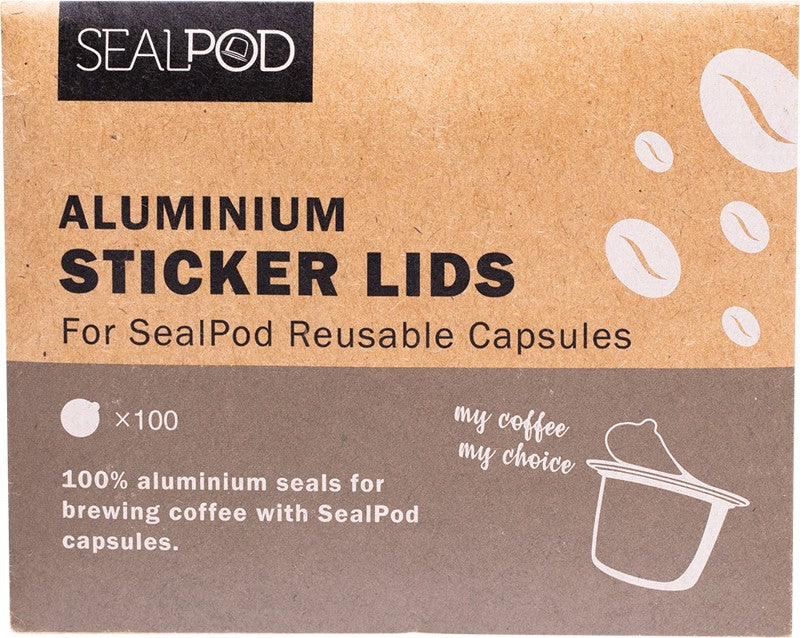 SEALPOD Aluminium Sticker Lids  For Reusable Capsules 100pk