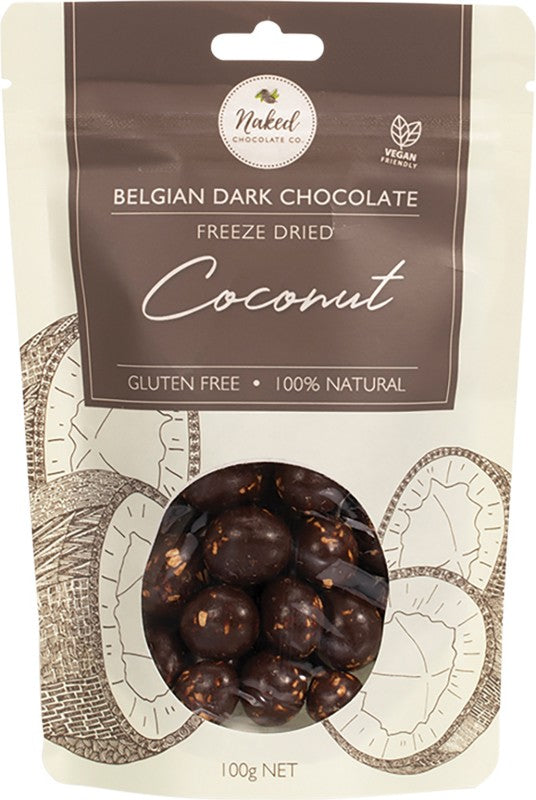 NAKED CHOCOLATE CO Freeze Dried Coconut  Dark Chocolate 100g