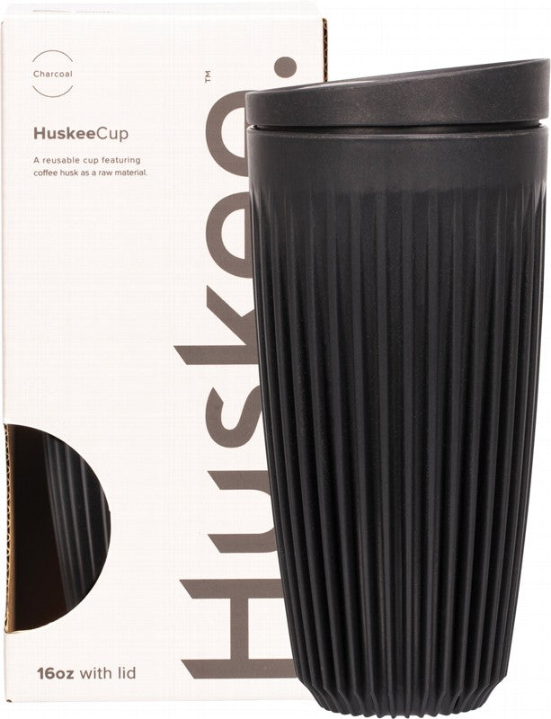 HUSKEE Reusable Coffee Cup  Charcoal 16oz 473ml
