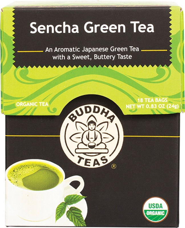 BUDDHA TEAS Organic Tea Bags  Sencha Green Tea 18