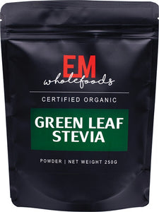 EM WHOLEFOODS Green Leaf Stevia Powder  Certified Organic 250g