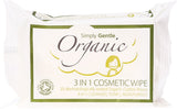 SIMPLY GENTLE ORGANIC 3 In 1 Cosmetic Wipe  Cleanses, Tones, Moisturises 25