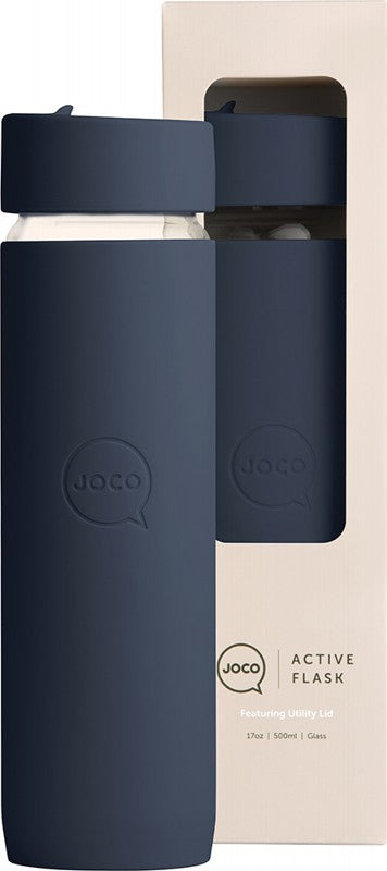 JOCO Reusable Glass Active Flask  Large 17oz - Mood Indigo 500ml