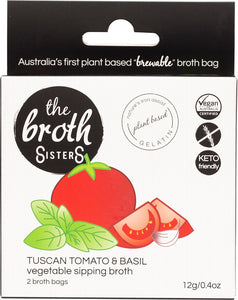 THE BROTH SISTERS Vegetable Sipping Broth Bags  Tuscan Tomato & Basil 2