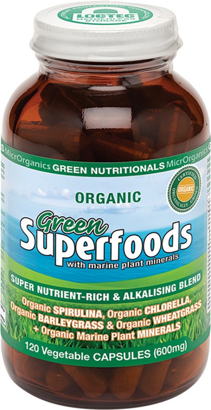 GREEN NUTRITIONALS Organic Green Superfoods  Vegan Capsules (600mg) 120