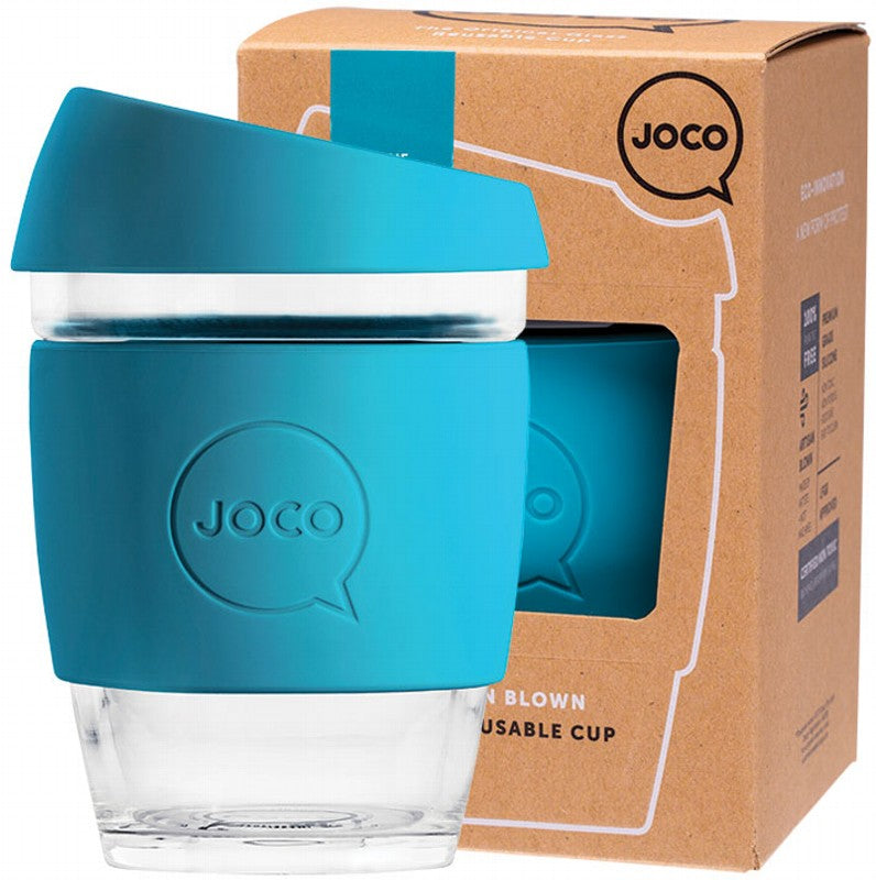 JOCO Reusable Glass Cup  Regular 12oz - Blue 354ml