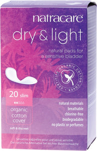 NATRACARE Incontinence Pads  Dry & Light Slim 20