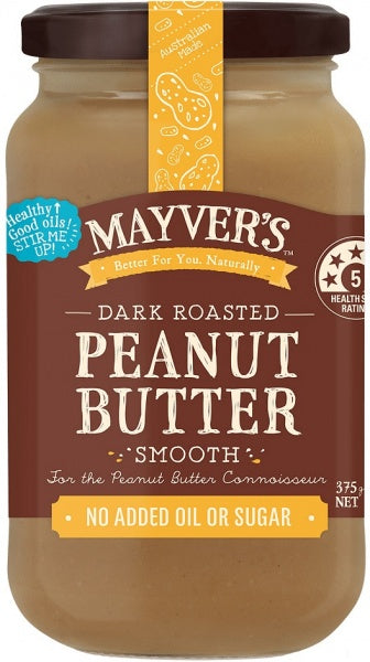 Mayvers Dark Roasted Peanut Butter Smooth 375g