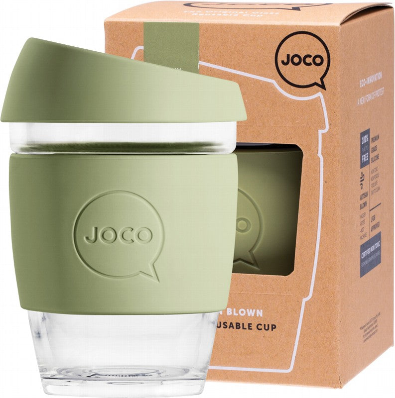 JOCO Reusable Glass Cup  Regular 12oz - Army 354ml
