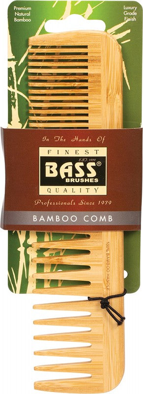 BASS BRUSHES Bamboo Comb  Large - Wide & Fine Tooth 1
