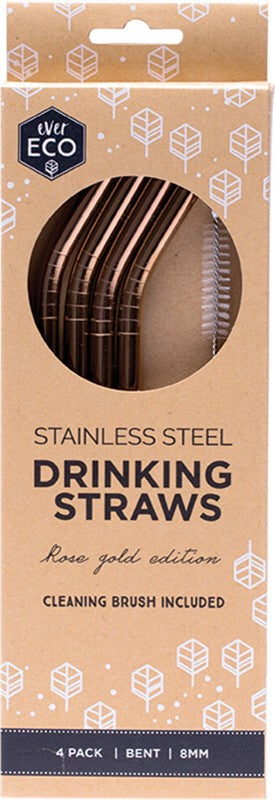 EVER ECO Stainless Steel Straws - Bent  Rose Gold 4