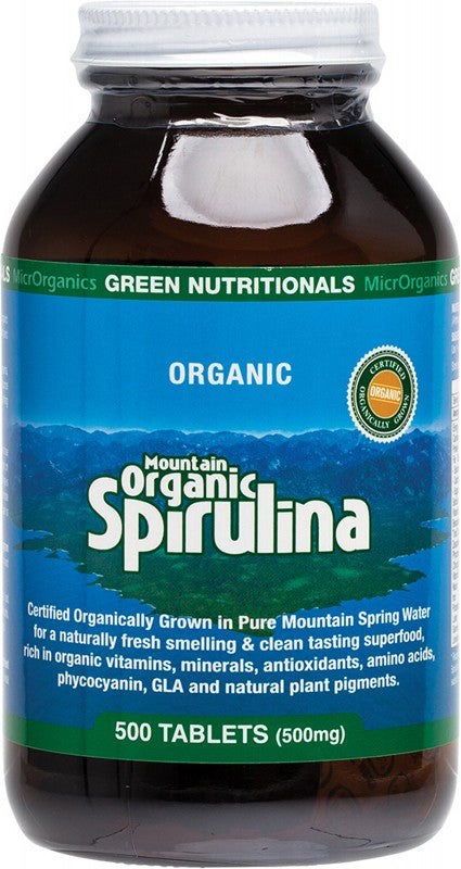 GREEN NUTRITIONALS Mountain Organic Spirulina  Tablets (500mg) 500