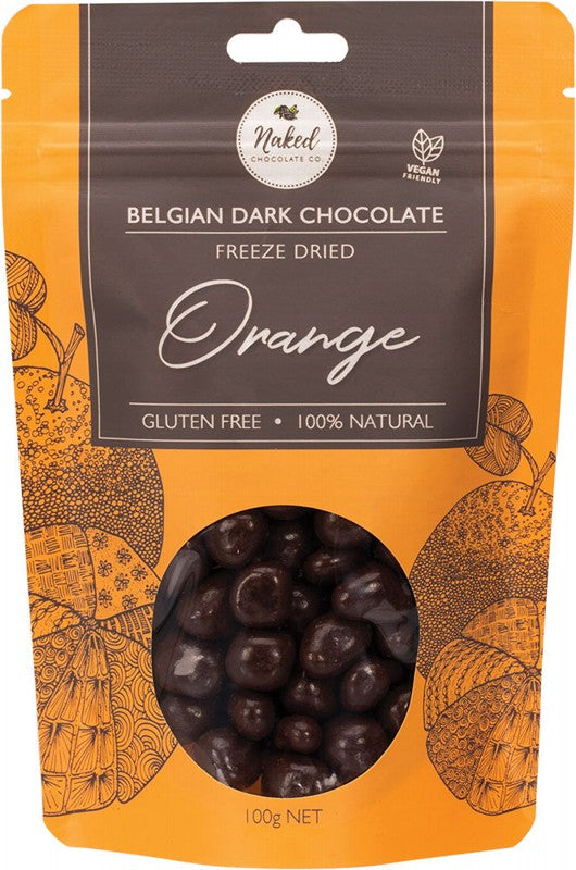 NAKED CHOCOLATE CO Freeze Dried Orange  Dark Chocolate 100g
