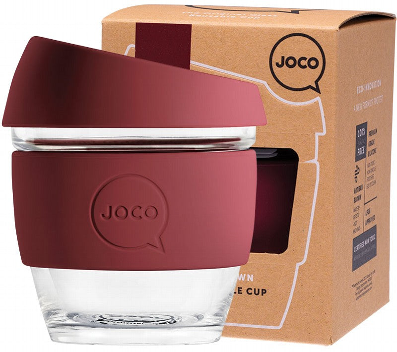 JOCO Reusable Glass Cup  Small 8oz - Ruby Wine 236ml