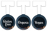 UNIQUE POS Vegan - Organic - Gluten Free  Shelf Wobbler Pack 3